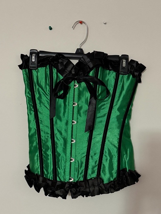 Source Unknown Other - Gothic Green and Black Satin Corset